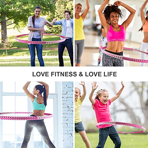 Braoses Weighted Hula Hoops For Adults Exercise, 8 Section Detachable Fitness Hula Hoop Ring with Stable Stainless Steel Core, Adjustable Weight Fitness Exercise Hoop For Fat Burning and Weight Loss