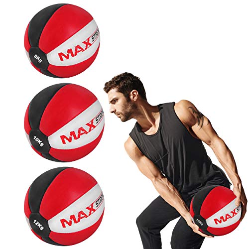 MAXSTRENGTH Heavy Duty Maya Leather Medicine Ball Fitness Gym Weight Training Exercise 8kg/10kg/12kg/15kg (12)