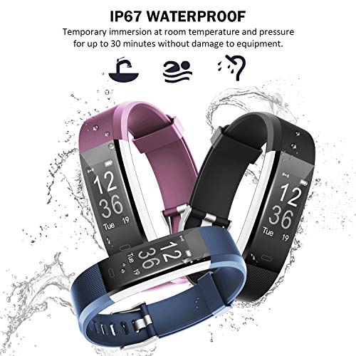 Lintelek Fitness Tracker, Activity Tracker Watch Heart Rate Monitor, Waterproof Smart Fitness Band Step Counter, Calorie Counter, Pedometer Watch Kids Women Men (FP+BL+BK)