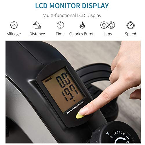 HOMCOM Portable Mini Pedal Exercise Bike 8 Levels Magnetic Resistance Cycle Leg Fitness Cardio Workout w/LCD Display Black