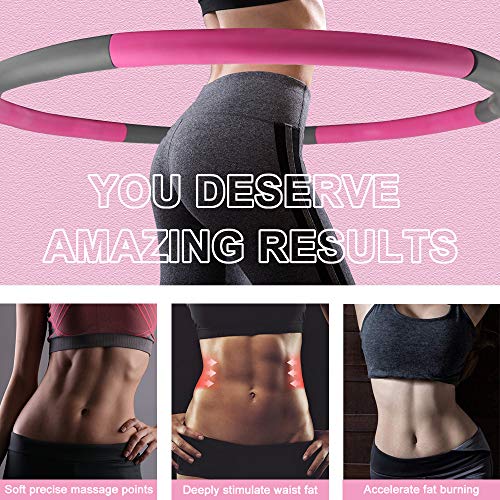 B ozhiwei Weighted Hoola Hoop, Fitness Hoola Hoop for Adults/Kids, 8 Section Detachable Design Soft Exercise Hoops for Adults Training for Abdominal Muscles, Weight Loss at Home, Office, Fitness Club