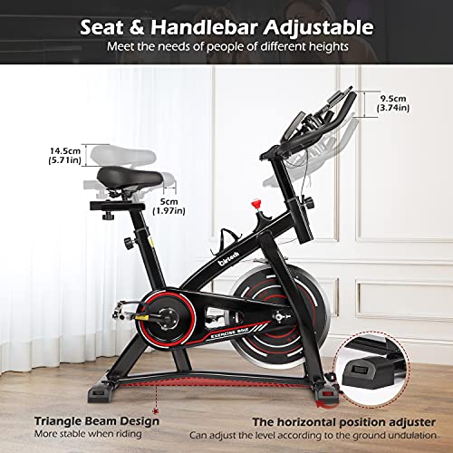 Birtech Exercise Bike Indoor Cycling Fitness Bike Spinning Bike for Home Training Belt Driven 8KG Flywheel with Infinite Resistance, Heart Rate Monitor, Adjustable Handlebars & Seat, LCD Display