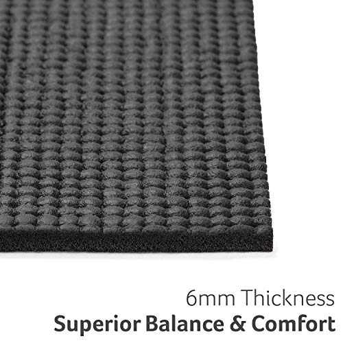 Core Balance Yoga Mat, Thick Foam 6mm, Non Slip, Exercise Fitness Gym, Compact Lightweight With Carry Strap