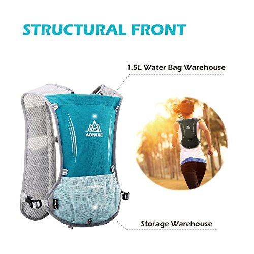 JEELAD Running Hydration Vest Hydration Pack Backpack for Running Jogging Cycling (Rose Red (5L), with 1.5L Water Bladder)