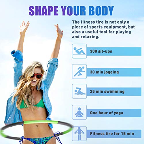 Foxmog Weighted Fitness Hula Hoops for Adults for Weight Loss and Exercise,6-8 section Detachable Adjustable Wavy Design, Indoor Hoola Hoop for Women and Children