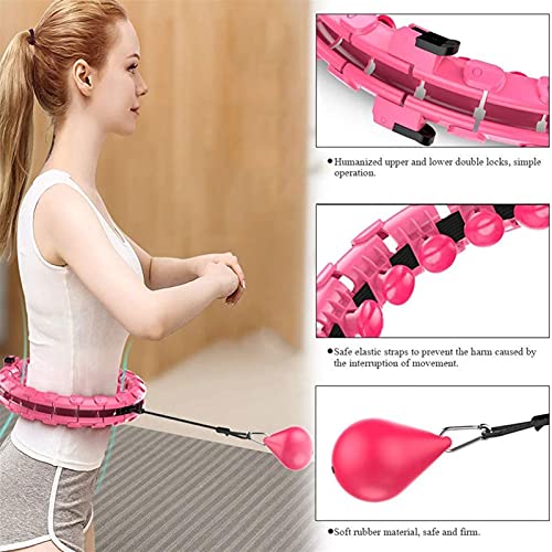 BIZS Weighted hula tires Adjustable Sport Hoops Fitness Intelligent Weighted Smart Abdomen Fitness Equipment Equipment Gym Home Training Weight Loss (Color : Pink)