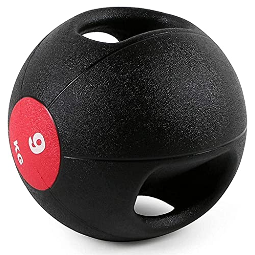 PLUY Wear-resistant slam ball Medicine Balls,Bouncy Ball with Anti-Slip Textured Surface,Ergonomic Dual Handle for Strengthening Core Muscles,Cardio Workouts and Resistance Training (Siz