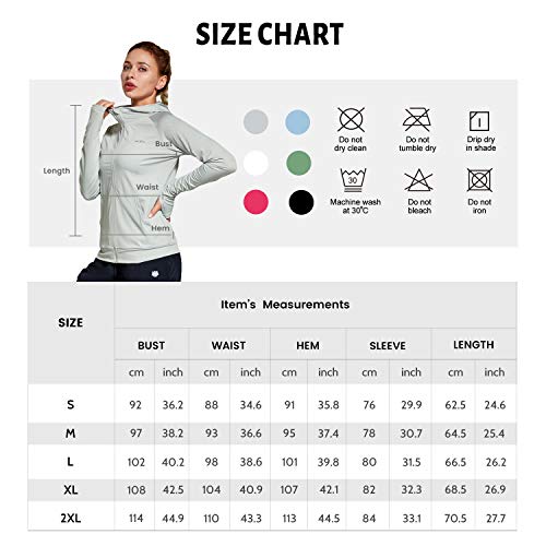 FitsT4 Women's Long Sleeve Running Jacket Sports Shirts hooded Yoga Fitness Top UPF 50+ Sun Protection Full Zip UP Pullover,grey,XXL