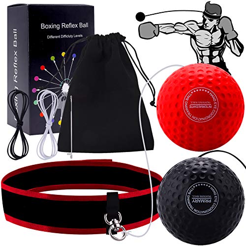 Dermasy Boxing Reflex Ball, 2 Difficulty Levels Boxing Training Ball with Headband Perfect for Agility,Reaction, Punching Speed, Fight Skill, Fitness and Hand Eye Coordination Training