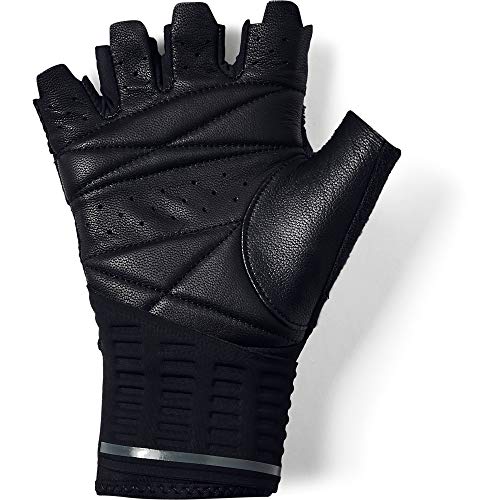 Under Armour Men's Weightlifting Glove, Robust fingerless gloves for protection and grip, breathable gym gloves with elasticated cuff Men, Black (Black / Black / Black), L