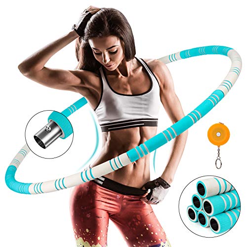 Awroutdoor Weighted Hula Hoop for Exercise, 8 Sections Stable Stainless Steel Core with Thickened Double-layer Foam, Slimming Circle Fitness Hoola Hoop Exercise Ring for Weight Loss, Bodybuilding