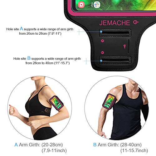 Galaxy A52 A51 A50 Armband, JEMACHE Gym Running Exercises Workouts Arm Band for Samsung Galaxy A52, A51, A50, A10 with Key Holder (Rosy)