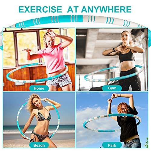 Awroutdoor Weighted Hula Hoop for Exercise, 8 Sections Stable Stainless Steel Core with Thickened Double-layer Foam, Slimming Circle Fitness Hoola Hoop Exercise Ring for Weight Loss, Bodybuilding