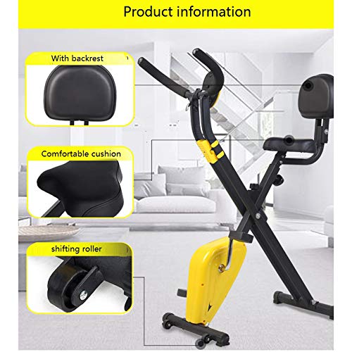 Folding Indoor Exercise Bike Cycling Spin Bike,Lightweight Fitness Equipment Portable Arm Home Pedal Exerciser,yellow no backrest