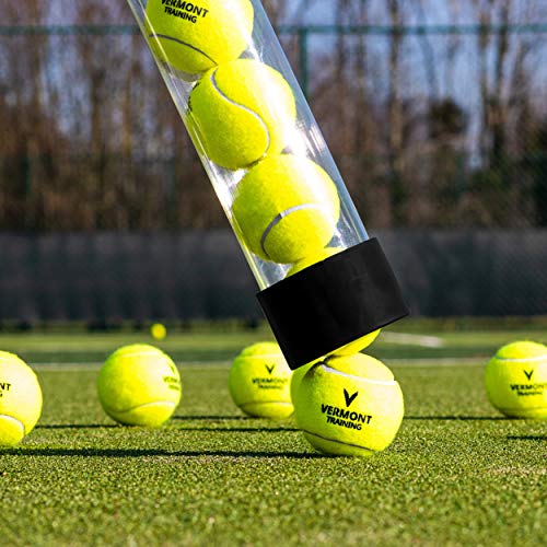 Vermont Tennis Ball Pick-Up Tube - Simple Tennis Ball Collection – 15-Ball Capacity (Regular Tennis Balls) | Long-Lasting PVC Construction | Top Rubber Lock Strap