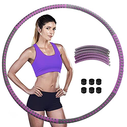 FitTown NEW Stainless Steel Hula Hoop - Weighted Hula hoops for Adults | Women | Men - 6 Pieces Adjustable|Detachable Weights for Weight Loss,Removable Weights - Fitness Hula Hoops for Sports&Exercise