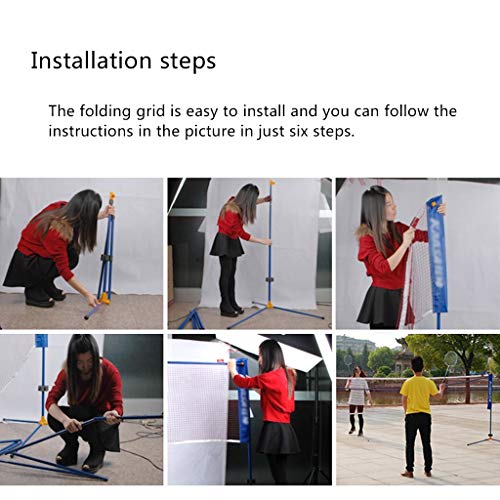 Tennis net Ball network Folding Net Badminton Net Mobile Portable Badminton Tennis Rack Simple Net Folding Net Column Best Gift (Color : Blue, Size : Net width=510cm)