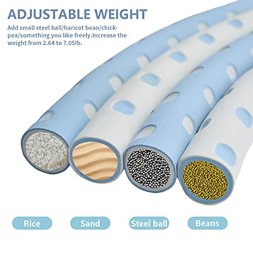 Fitness Hula Hoops, Weighted Hula Hoop For Adults & children,Thickened Foam Stainless Steel Inner Core,6 Segments Weighted Adjustable Removable Hula Hoops,Fitness/Exercise/Indoor/Outdoor