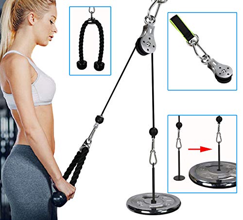 PELLOR Pulley System Gym, Forearm Wrist Roller Trainer Arm Strength Training Rope Cable Muscle Strength Home Fitness Equipment for Lat Pull downs, Bicep curls, Triceps Extensions Workout - Gym Store | Gym Equipment | Home Gym Equipment | Gym Clothing