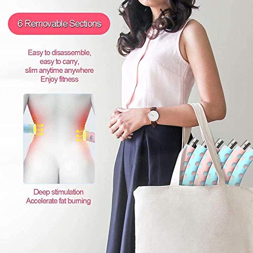 A86 Adult Hula Hoop, 1-5 kg Weighted Hula Hoop, Stainless Steel Fitness Hula Hoop, 6 Segments, Detachable, Suitable for Fitness / Weight Loss / Tummy Shaping, Blue / Pink