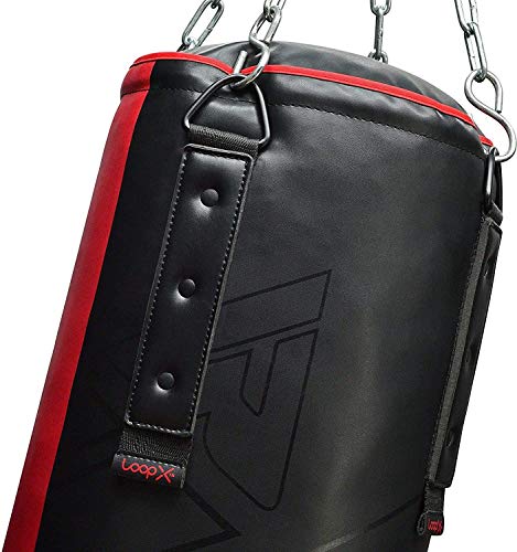 RDX 17PC Punch Bag 5ft 4ft Heavy Filled Set, Non Tear Maya Hide Leather Adult Bag with Wall Bracket Punching Gloves Chain, KARA Patent Pending, Kickboxing Boxing MMA Muay Thai Karate Training Workout
