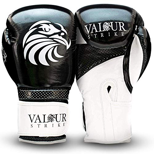 Valour Strike Boxing Gloves for Men Women Ladies Juniors & Kids | Set Ounce 16oz 14oz 12oz 10oz 8oz 6oz or 4oz For Pro Sparring Kickboxing MMA Muay Thai or Boxercise Training Workout | Black Paw™