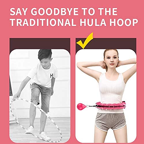 Fitness hula hoops,Weighted Hula Hoops Adults Weighted Exercise Hoop Smart Hula Hoop 2 In 1 Abdomen Fitness Weight Loss Massage Non-Fall Hula Hoops 24 Detachable Knots Adjustable Weight Auto-Spinning