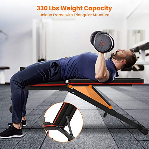 naspaluro Weight Bench Adjustable, Full Body Exercise Folding Fitness Workout Bench with 7 Positions, Exercise Bench for Weight Lifting & Sit Up Abdominal Supine Board Flat Home Gym