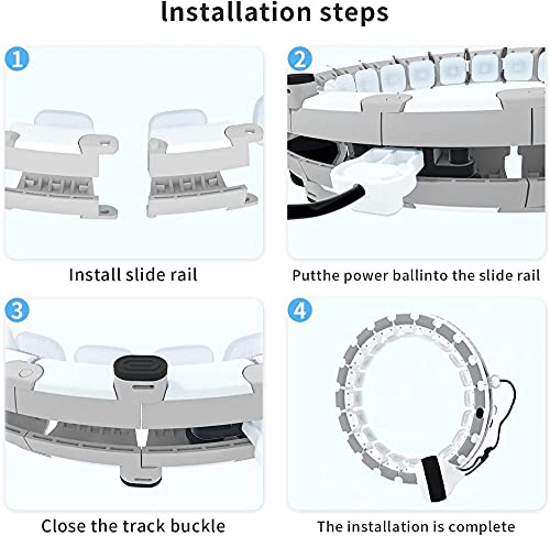 Ainstsk Smart Weighted Hula Hoop, 2 in 1 Abdomen Fitness Weighted Hulahoops with 24 Detachable Knots Abdominal Trainers-Blue & White