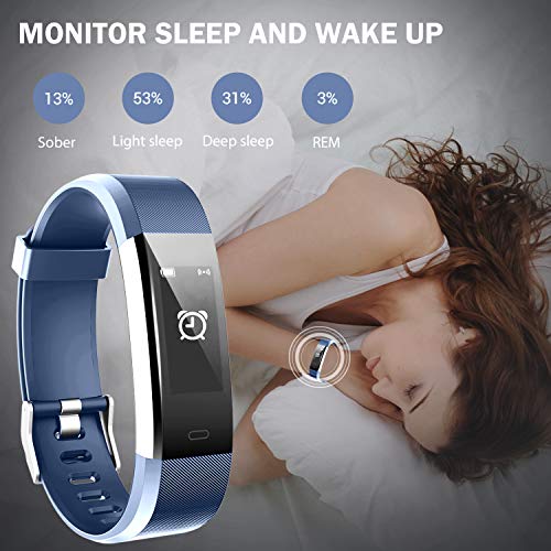 Lintelek Fitness Tracker, Activity Tracker Watch Heart Rate Monitor, Waterproof Smart Fitness Band Step Counter, Calorie Counter, Pedometer Watch Kids Women Men (FP+BL+BK)