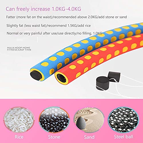 DXNXLLY Weighted Hula Hoop,Exercise Hoop for Adults Weight Loss 3 Lb,6 Section Detachable Design Weighted Hoop,Stainless Steel Inner Core with Thicker Premium Foam Fitness Hoop for Women
