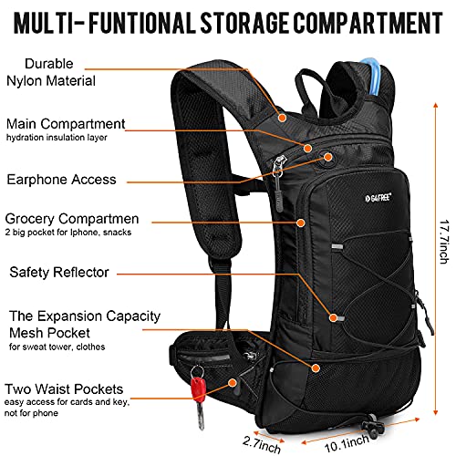 G4Free Hydration Backpack Cycling Water Bag Durable Waterproof Running Rucksack with PEVA Food-Grade 2L Water Bladder for Biking Hiking Walking Climbing