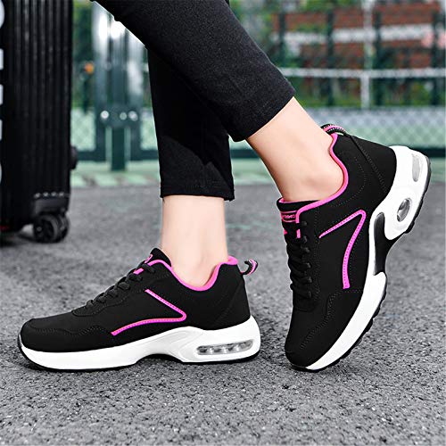 Womens Trainers Lightweight Running Walking Shoes Air Cushion Sneakers Black Pink