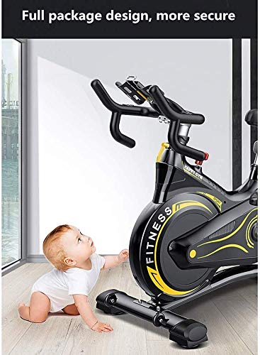 MQIQI Indoor Exercise Bike, Cycling Spin Bike Cardio Workout W/Belt Driven Flywheel Cycling Adjustable Handlebars Seat Resistance