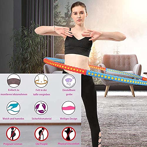 DXNXLLY Weighted Hula Hoop,Exercise Hoop for Adults Weight Loss 3 Lb,6 Section Detachable Design Weighted Hoop,Stainless Steel Inner Core with Thicker Premium Foam Fitness Hoop for Women
