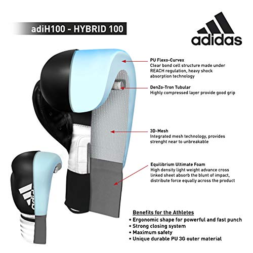 adidas Unisex's Hybrid 100 Boxing Gloves, Black, 14 oz