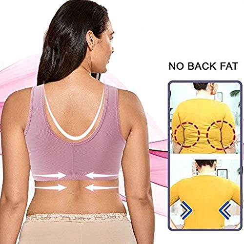 88AMZ Womens Plus Size Front Closure Elastic Push Up Comfort Bra, Sports Bra,Soft Seamless Sleep Bra, Comfortable Super Elastic Material Full Coverage for Best Support (Black, XXL)