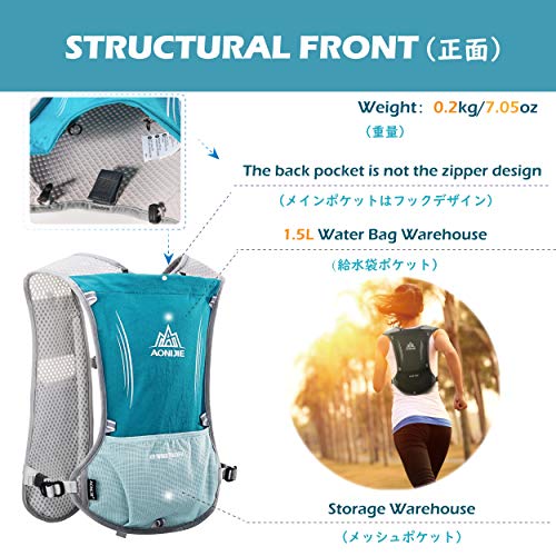 Azarxis 5L Hydration Backpack Running Vest Pack Lightweight Trail Run Race Marathon Runner Rucksack Cycling Hiking Outdoor for Men Women(Black - only backpack)