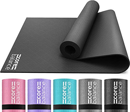 Core Balance Yoga Mat, Thick Foam 6mm, Non Slip, Exercise Fitness Gym, Compact Lightweight With Carry Strap