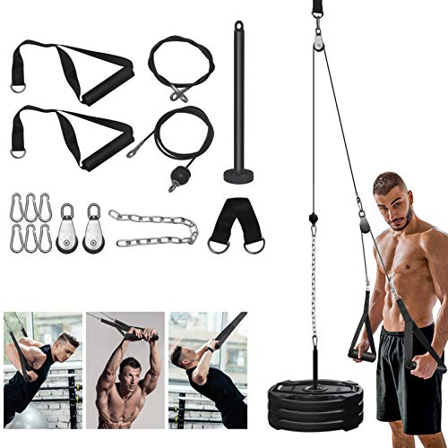 FASPUP Pulley Cable Machine System, Fitness LAT Pulley System DIY Home Gym Cable Machine Arm Strength Training Equipment with Loading Pin for LAT Pulldowns, Triceps Extensions