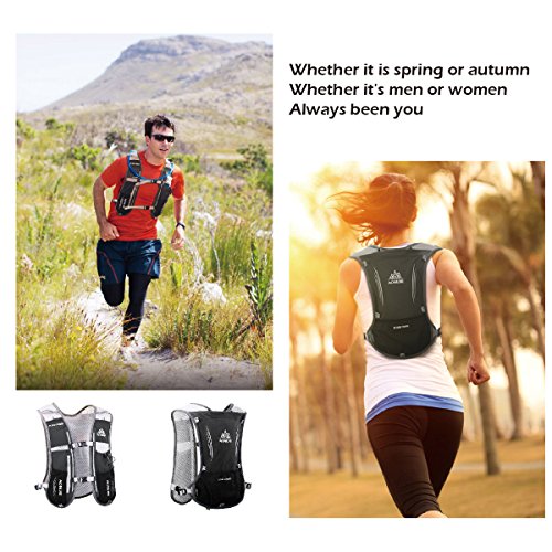 JEELAD Running Hydration Vest Hydration Pack Backpack for Running Jogging Cycling (Rose Red (5L), with 1.5L Water Bladder)