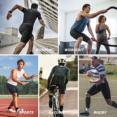 Roadbox Compression Shorts Men 3 Pack, Base Layer Shorts, Quick-Drying Fabric Protect Leg Skin, for Running, Gym, Shorts, Cycling, Rugby Red