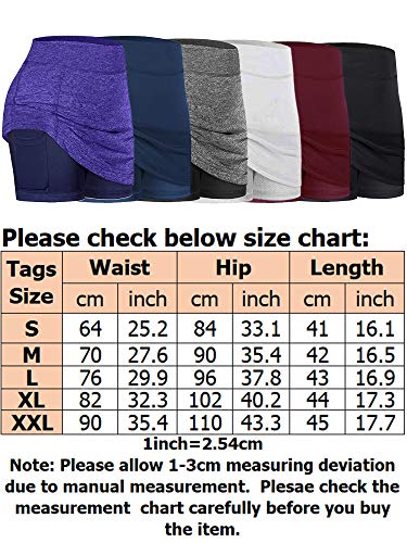 Colisha Quick-Drying Active Tennis Skirt with Skort Womens Golf Mini Skirts Pocket High Waisted Yoga Shorts Dress Sports Training Purple L