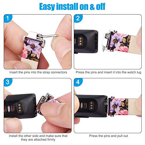 Vancle Replacement Strap for Fitbit Inspire HR Strap, Genuine Leather Replacement bands Compatible with Fitbit Inspire/Inspire HR, Women Men (Pink flower)