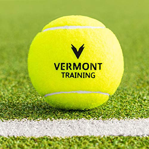 Vermont Training Tennis Balls - 60x Ball Bucket - Pressureless Tennis Balls - High-Vis Fluro Felt Ball | All Court Surfaces | Perfect For Tennis Coaches, Schools & Clubs