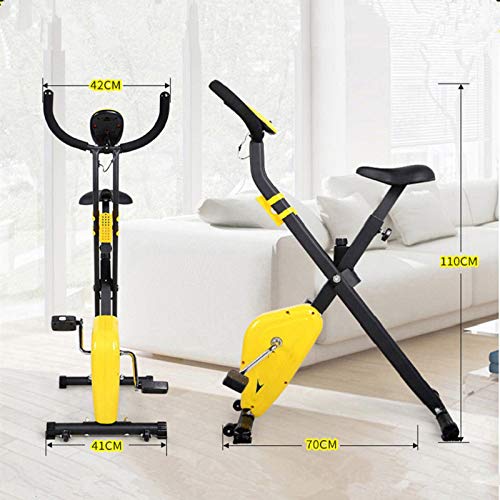 Folding Indoor Exercise Bike Cycling Spin Bike,Lightweight Fitness Equipment Portable Arm Home Pedal Exerciser,yellow no backrest