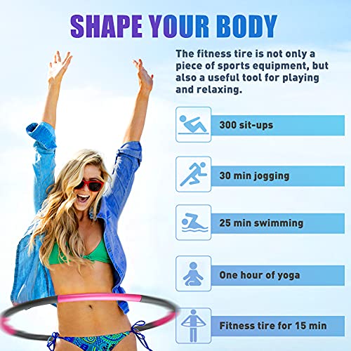 Foxmog Hula Hoop for Adults-Weighted Hula Fitness Hoop for Weight Loss and Exercise,6-8 section Detachable Adjustable Wavy Design, Indoor Folding Hoola Hoop for Women,Soft Padding