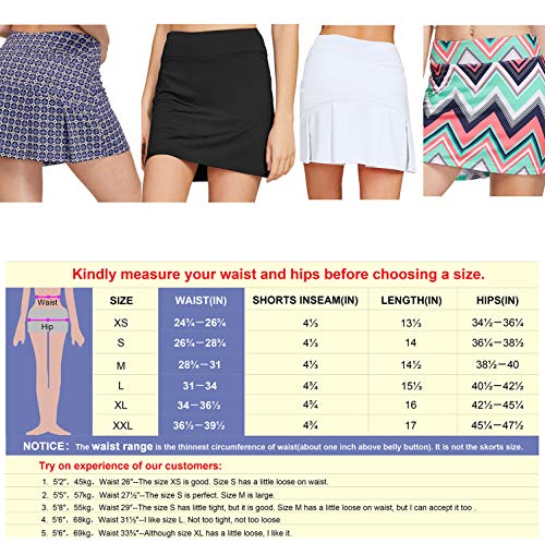 Westkun Women's Basic Golf Underneath Short Skort Black Ladies Running Fashion Tennis Hockey Skirt with Pockets(White,S)