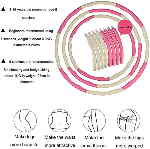 fitness hula hoops Weighted Hula Hoop, 8-section Detachable Fitness Hula Hoops, Hula Hoop for Weight Loss and Massage, for Adults Movement and Weight Loss Suitable with Mini Tape Measure Rope