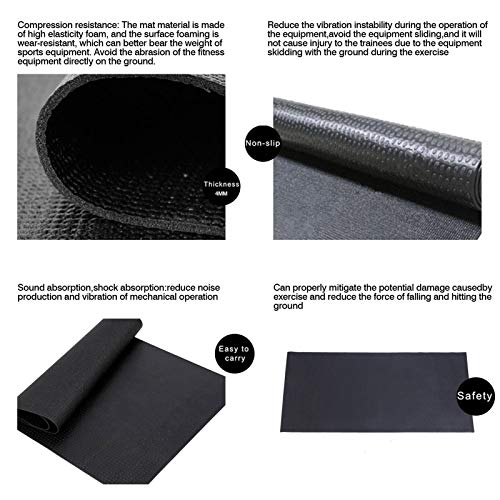 Exercise Fitness Mat, High Density Exercise Equipment Mat Durable Bicycle Trainer Floor Mat for Under Stationary Bike, Spin Bike, Fitness Equipment, Home Gym Floor Protection (Black)